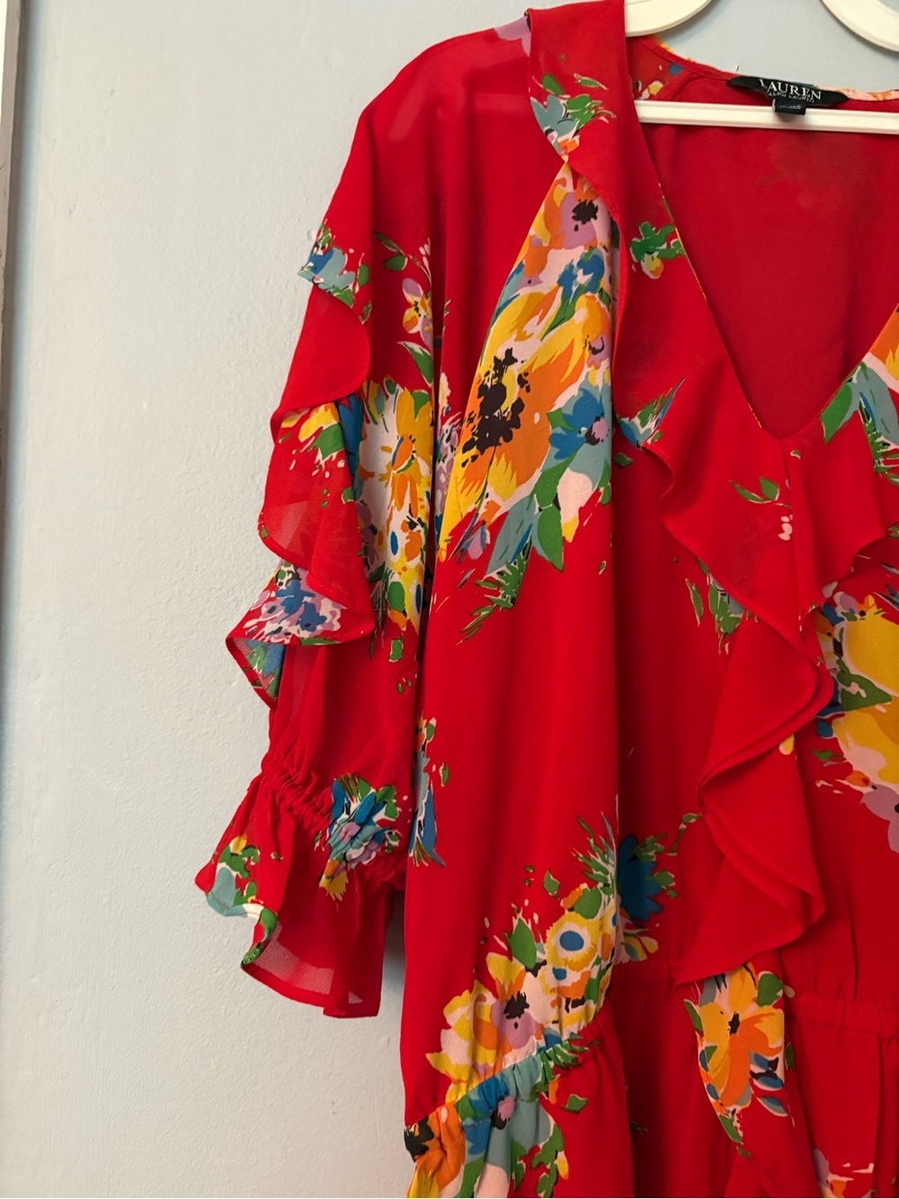 Ralph Lauren Red Floral Tiered Skirt and Blouse Set - XL - Picture 8 of 13